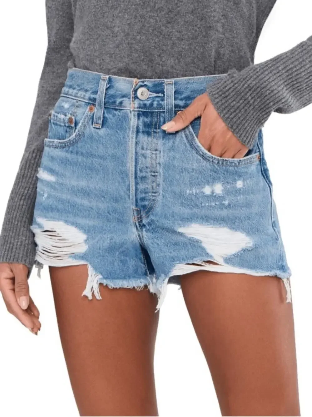 Levi’s 501 Original Fit Distressed High Rise Denim Cut Offs